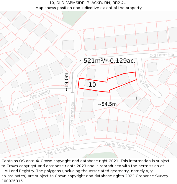 10, OLD FARMSIDE, BLACKBURN, BB2 4UL: Plot and title map