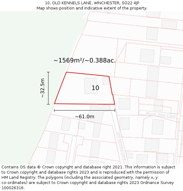 10, OLD KENNELS LANE, WINCHESTER, SO22 4JP: Plot and title map