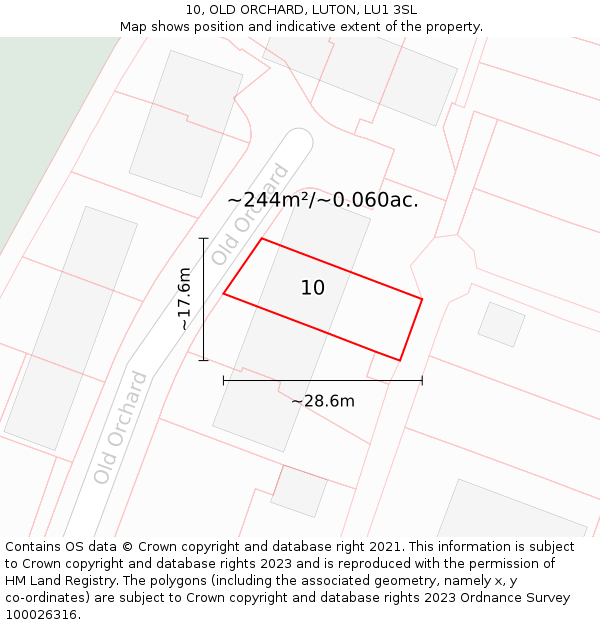 10, OLD ORCHARD, LUTON, LU1 3SL: Plot and title map