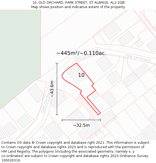 10, OLD ORCHARD, PARK STREET, ST ALBANS, AL2 2QB: Plot and title map