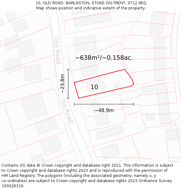 10, OLD ROAD, BARLASTON, STOKE-ON-TRENT, ST12 9EQ: Plot and title map