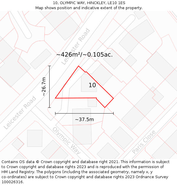 10, OLYMPIC WAY, HINCKLEY, LE10 1ES: Plot and title map