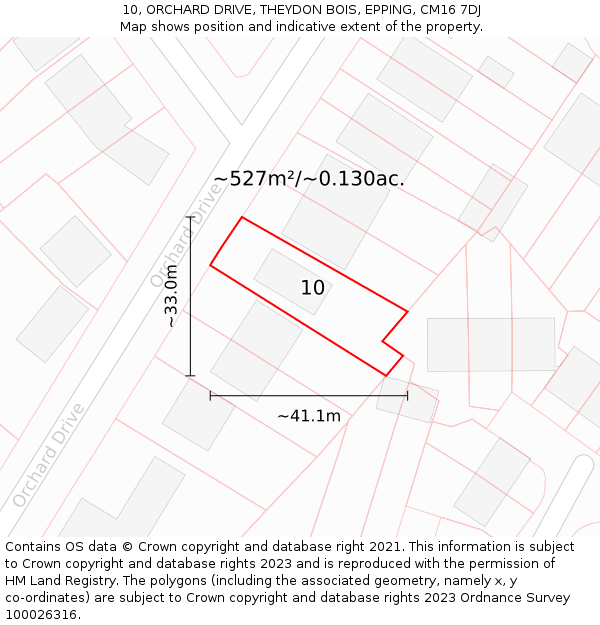 10, ORCHARD DRIVE, THEYDON BOIS, EPPING, CM16 7DJ: Plot and title map