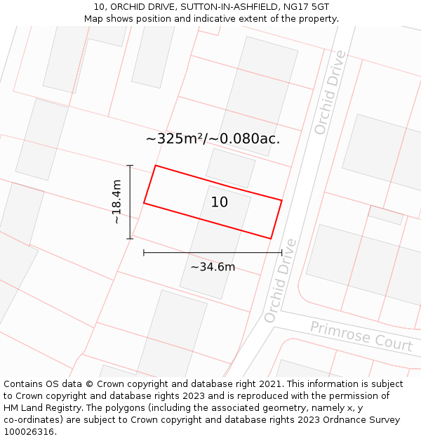 10, ORCHID DRIVE, SUTTON-IN-ASHFIELD, NG17 5GT: Plot and title map