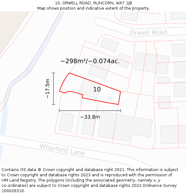 10, ORWELL ROAD, RUNCORN, WA7 1JB: Plot and title map