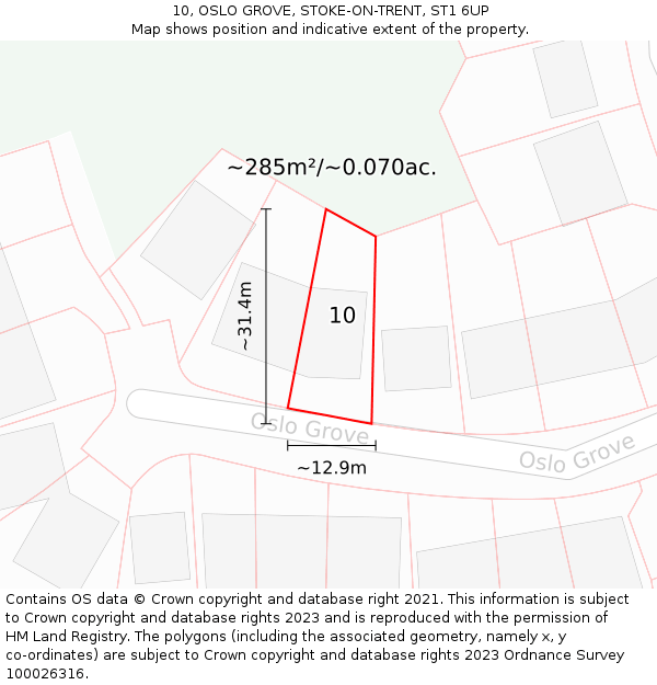 10, OSLO GROVE, STOKE-ON-TRENT, ST1 6UP: Plot and title map