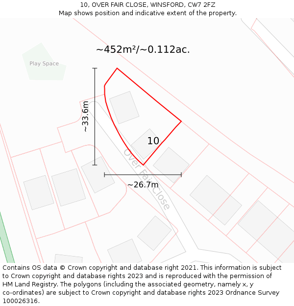 10, OVER FAIR CLOSE, WINSFORD, CW7 2FZ: Plot and title map