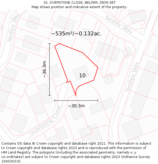 10, OVERSTONE CLOSE, BELPER, DE56 0ET: Plot and title map