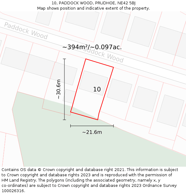 10, PADDOCK WOOD, PRUDHOE, NE42 5BJ: Plot and title map