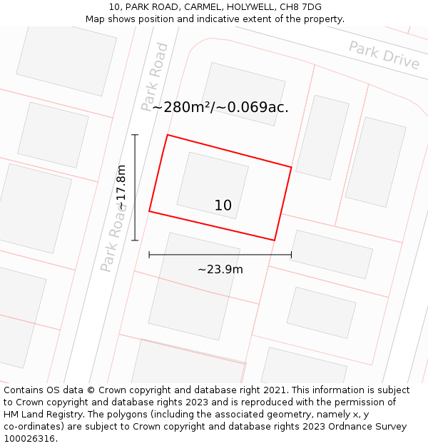 10, PARK ROAD, CARMEL, HOLYWELL, CH8 7DG: Plot and title map