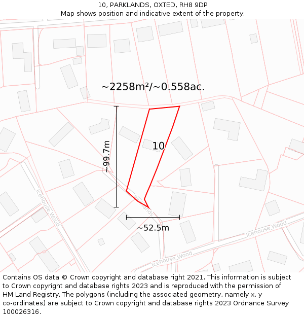 10, PARKLANDS, OXTED, RH8 9DP: Plot and title map