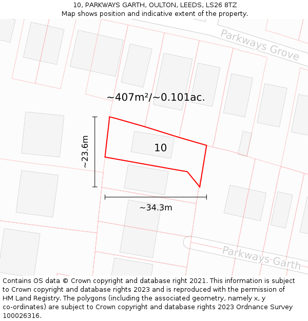 10, PARKWAYS GARTH, OULTON, LEEDS, LS26 8TZ: Plot and title map