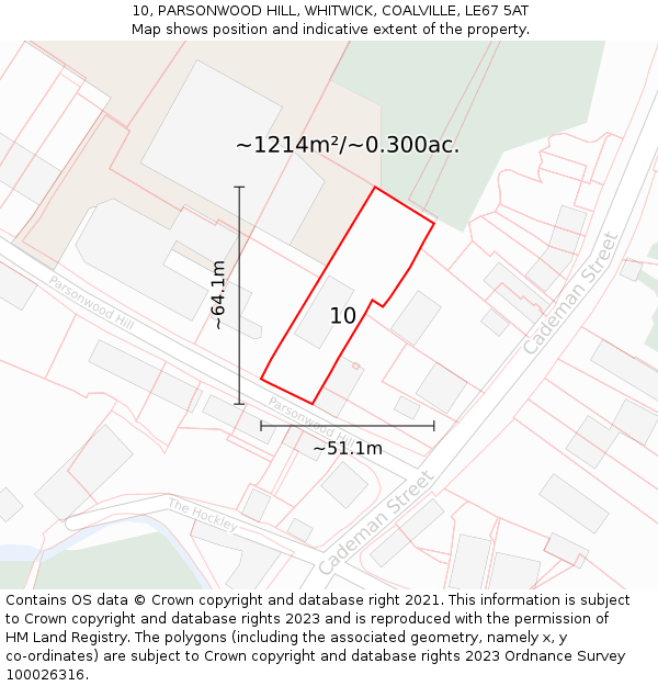 10, PARSONWOOD HILL, WHITWICK, COALVILLE, LE67 5AT: Plot and title map