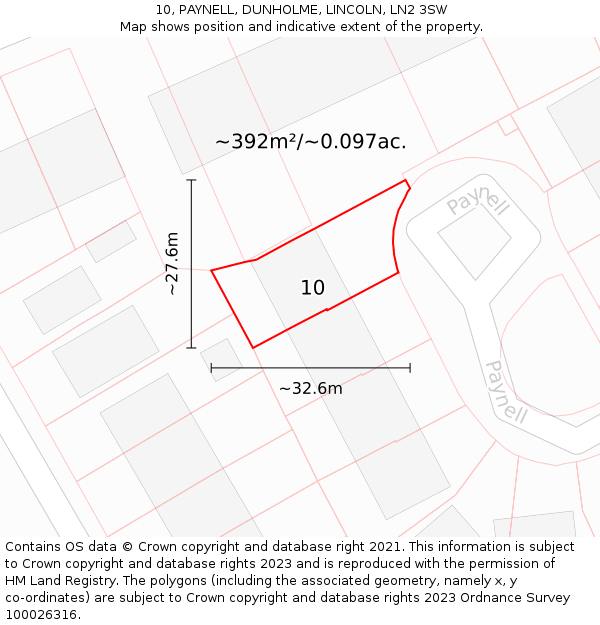 10, PAYNELL, DUNHOLME, LINCOLN, LN2 3SW: Plot and title map