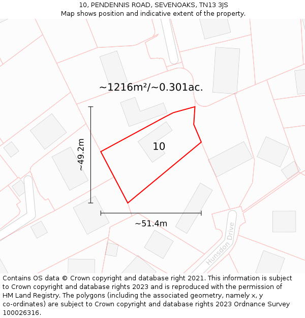 10, PENDENNIS ROAD, SEVENOAKS, TN13 3JS: Plot and title map