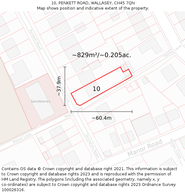 10, PENKETT ROAD, WALLASEY, CH45 7QN: Plot and title map