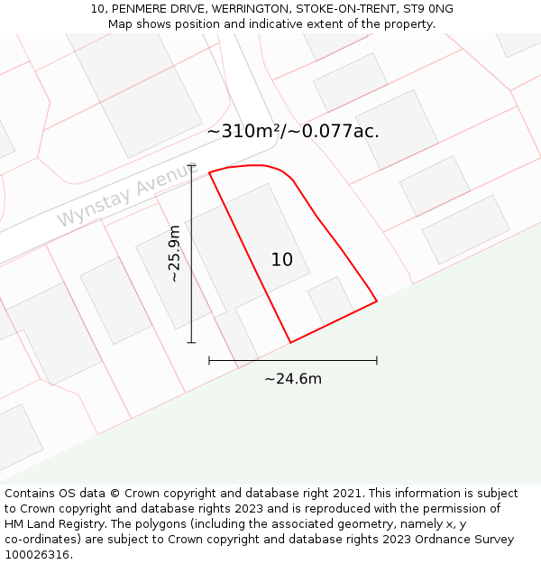 10, PENMERE DRIVE, WERRINGTON, STOKE-ON-TRENT, ST9 0NG: Plot and title map