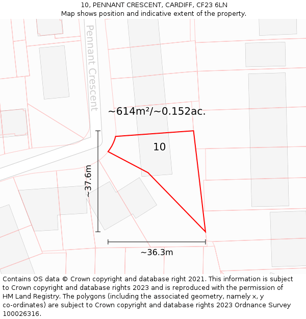 10, PENNANT CRESCENT, CARDIFF, CF23 6LN: Plot and title map