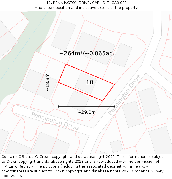 10, PENNINGTON DRIVE, CARLISLE, CA3 0PF: Plot and title map