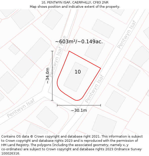 10, PENTWYN ISAF, CAERPHILLY, CF83 2NR: Plot and title map