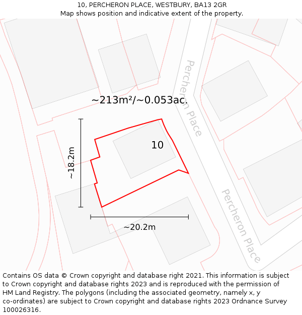 10, PERCHERON PLACE, WESTBURY, BA13 2GR: Plot and title map