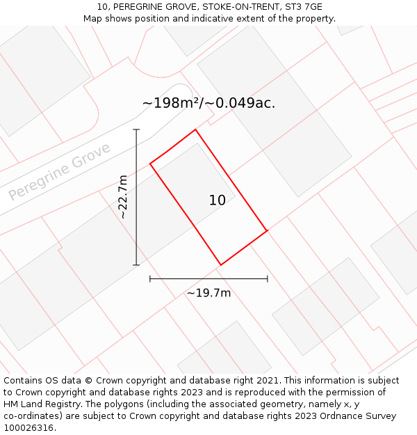 10, PEREGRINE GROVE, STOKE-ON-TRENT, ST3 7GE: Plot and title map