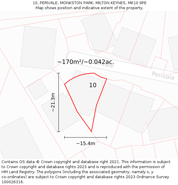 10, PERIVALE, MONKSTON PARK, MILTON KEYNES, MK10 9PE: Plot and title map