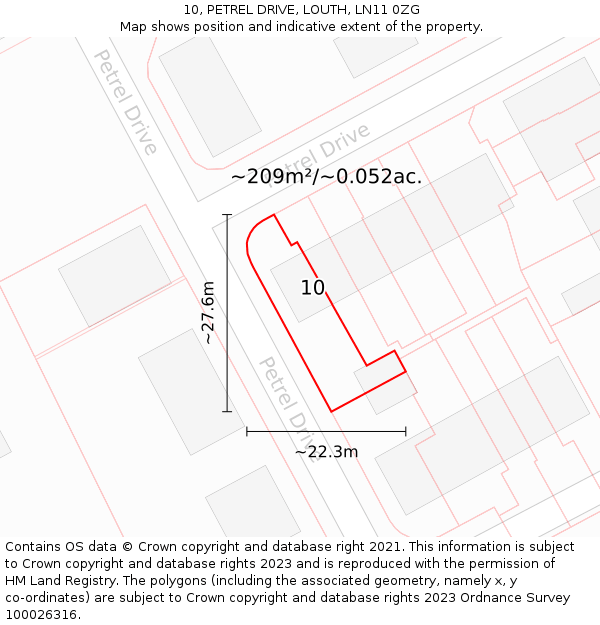 10, PETREL DRIVE, LOUTH, LN11 0ZG: Plot and title map