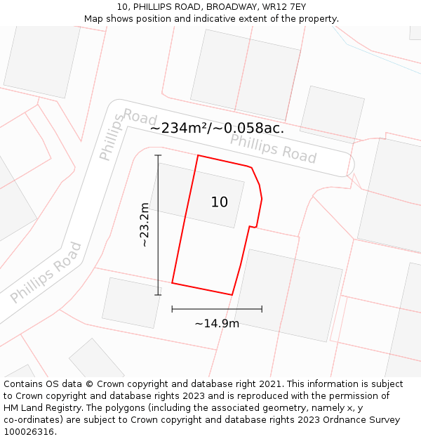 10, PHILLIPS ROAD, BROADWAY, WR12 7EY: Plot and title map