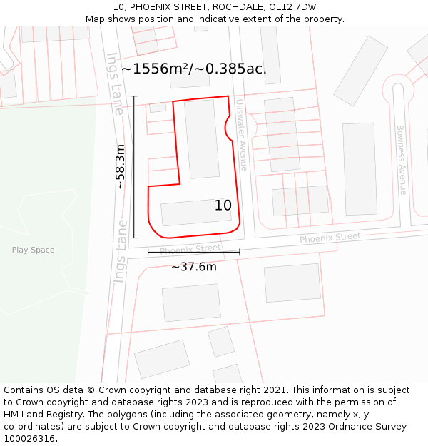 10, PHOENIX STREET, ROCHDALE, OL12 7DW: Plot and title map