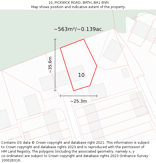 10, PICKWICK ROAD, BATH, BA1 6NN: Plot and title map