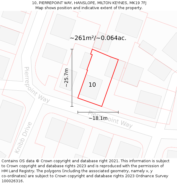 10, PIERREPOINT WAY, HANSLOPE, MILTON KEYNES, MK19 7FJ: Plot and title map