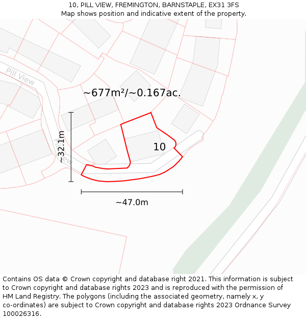 10, PILL VIEW, FREMINGTON, BARNSTAPLE, EX31 3FS: Plot and title map