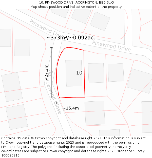 10, PINEWOOD DRIVE, ACCRINGTON, BB5 6UG: Plot and title map