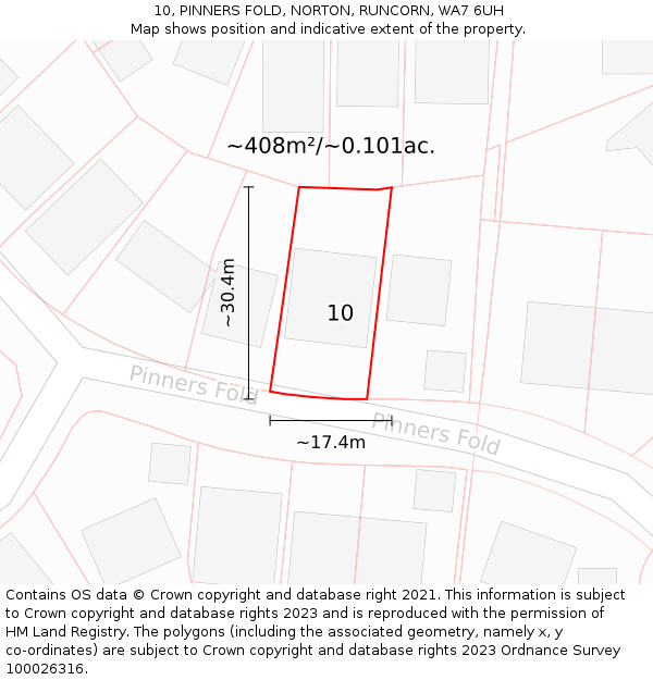 10, PINNERS FOLD, NORTON, RUNCORN, WA7 6UH: Plot and title map