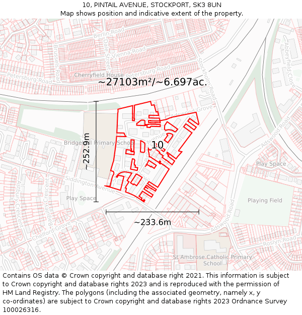 10, PINTAIL AVENUE, STOCKPORT, SK3 8UN: Plot and title map