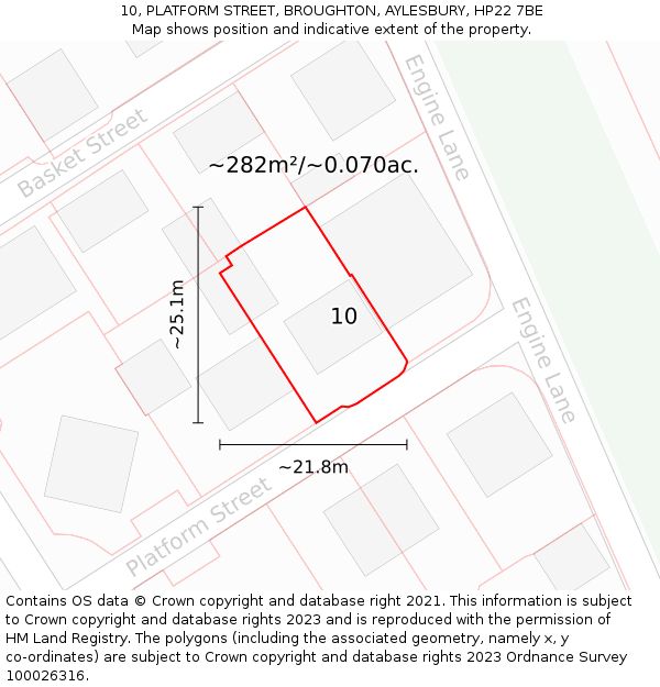 10, PLATFORM STREET, BROUGHTON, AYLESBURY, HP22 7BE: Plot and title map