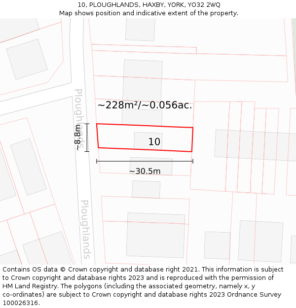 10, PLOUGHLANDS, HAXBY, YORK, YO32 2WQ: Plot and title map
