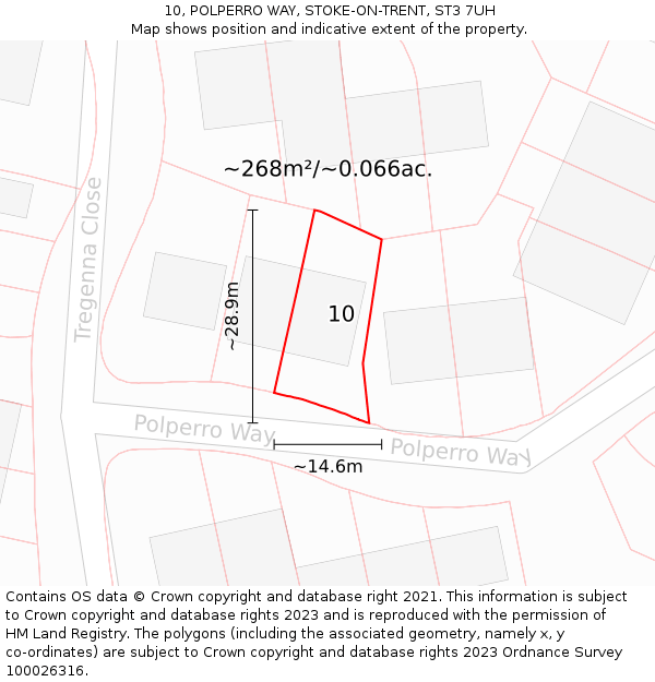 10, POLPERRO WAY, STOKE-ON-TRENT, ST3 7UH: Plot and title map