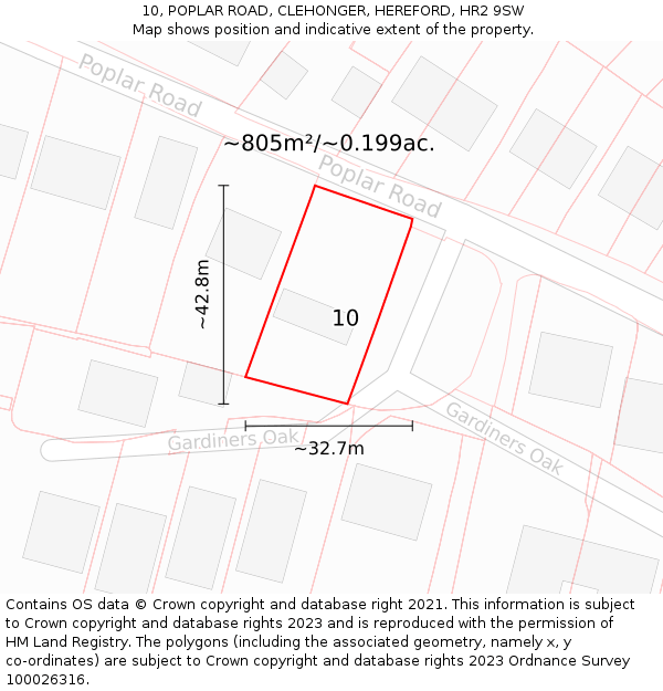 10, POPLAR ROAD, CLEHONGER, HEREFORD, HR2 9SW: Plot and title map