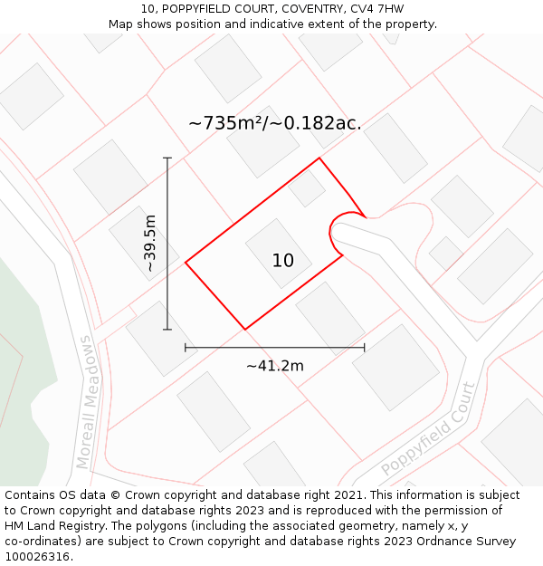 10, POPPYFIELD COURT, COVENTRY, CV4 7HW: Plot and title map