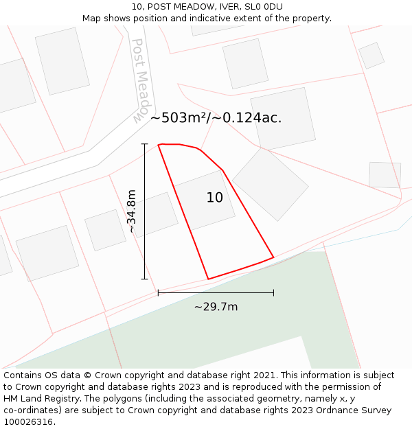 10, POST MEADOW, IVER, SL0 0DU: Plot and title map