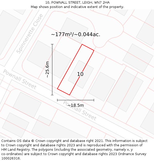 10, POWNALL STREET, LEIGH, WN7 2HA: Plot and title map