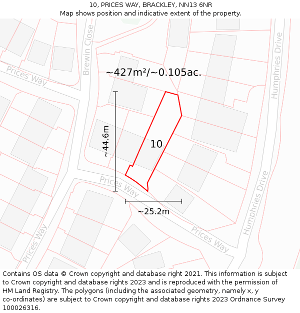 10, PRICES WAY, BRACKLEY, NN13 6NR: Plot and title map