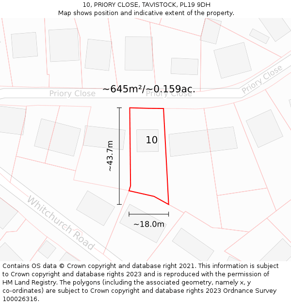 10, PRIORY CLOSE, TAVISTOCK, PL19 9DH: Plot and title map