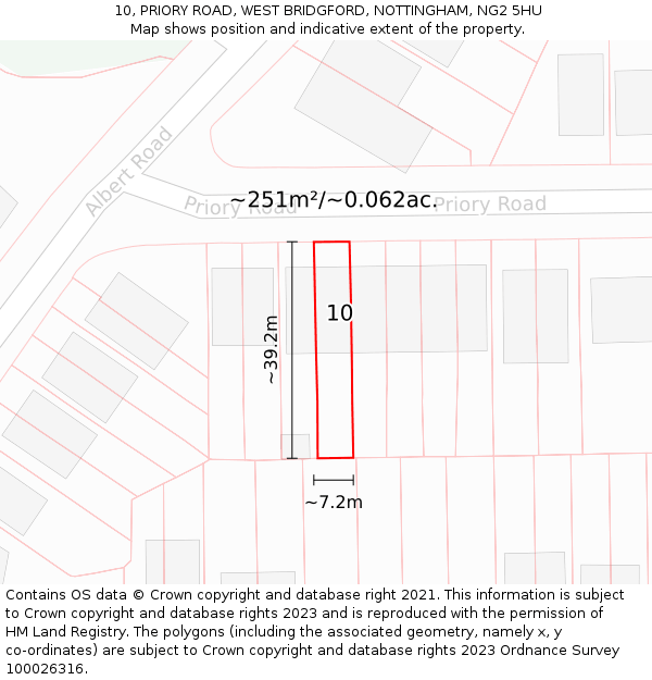 10, PRIORY ROAD, WEST BRIDGFORD, NOTTINGHAM, NG2 5HU: Plot and title map