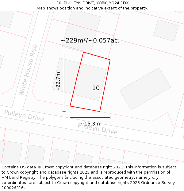 10, PULLEYN DRIVE, YORK, YO24 1DX: Plot and title map