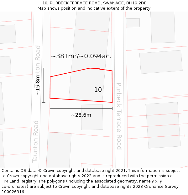 10, PURBECK TERRACE ROAD, SWANAGE, BH19 2DE: Plot and title map