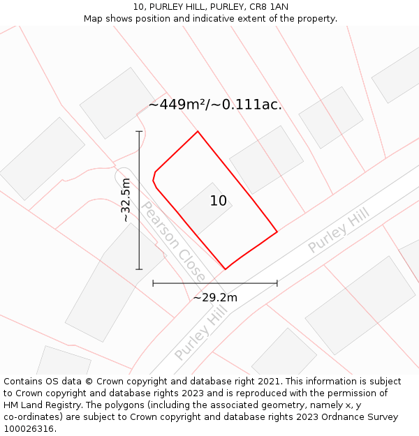 10, PURLEY HILL, PURLEY, CR8 1AN: Plot and title map