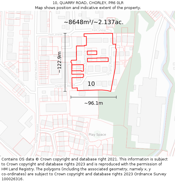 10, QUARRY ROAD, CHORLEY, PR6 0LR: Plot and title map